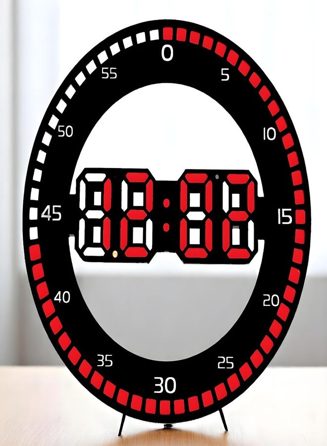 De'rons 10" Plastic Digital Wall Clock with Remote Control & Alarm for Home Décor Office 12/24 Hours Temperature Humidity Date Week Silent Electronic Digital Wall Clock (DC-3688 B-RED) - Image 1